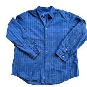 Ralph Lauren Men’s Blue Green Plaid Button Down Shirt – Size XXL – 100% Cotton